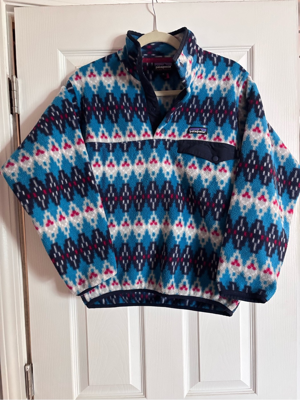 Patagonia Synchilla Blue Geometric Snap-Front Fleece Pullover